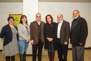 (L to R) NCOA Public Affairs Manager Vanessa Sink, University Settlement Older Adult Program Director Michele Rodriguez, MPTF Trustee Dan Beck, Rosanne Cash (member of Local 802),  CEO of University Settlement Michael Zisser, and AFM Secretary-Treasure Sam Folio. 